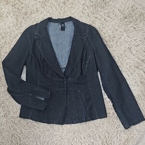 Bisou Bisou Blue Women's Denim Blazer, Large